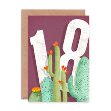 Load image into Gallery viewer, 18th Birthday Card - Cactus - Eighteen - Emily Nash Illustration