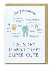 Load image into Gallery viewer, Laundry is about to get Super Cute – New Baby Card - Two For Joy Illustration