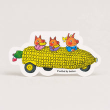 Load image into Gallery viewer, Greetings Card - Corn on the Cob Car - Die-cut Shaped Card - Studio Boketto