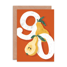 Load image into Gallery viewer, 90th Birthday Card - Pear Ninety Greeting Card - Emily Nash Illustration