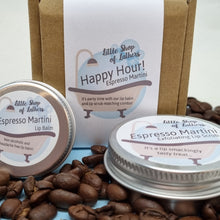 Load image into Gallery viewer, Happy Hour - Espresso Martini Lip Balm and Lip Scrub Duo - Little Shop of Lathers - Pampering Gift Set
