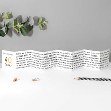 Load image into Gallery viewer, 40th Birthday Card - Mini Concertina Fold-Out Banner - Coulson Macleod