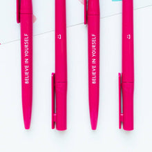 Load image into Gallery viewer, Pen - Believe in Yourself - Recycled Eco Ballpoint Pen - Motivational Stationery - Jeff and The Squirrel