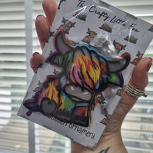 Load image into Gallery viewer, Highland Cow Hanging Decoration - Arran Acrylic ornament - Different Colours - The Crafty Little Fox