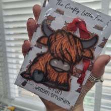 Load image into Gallery viewer, Highland Cow Hanging Decoration - Arran Acrylic ornament - Different Colours - The Crafty Little Fox