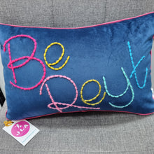Load image into Gallery viewer, Embroidered Velvet Cushion - Be Reyt - JordanLovellA