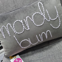 Load image into Gallery viewer, Embroidered Velvet Cushion - Mardy Bum - JordanLovellA