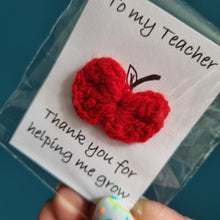 Load image into Gallery viewer, Teacher Crochet Apple token - Thank you Teacher / Teaching Assistant for helping me to grow keepsake - Best Efforts