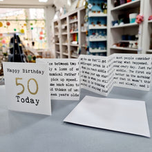 Load image into Gallery viewer, 50th Birthday Card - Mini Concertina Fold-Out Banner - Coulson Macleod