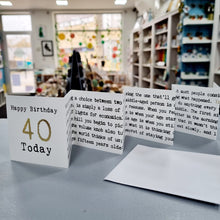 Load image into Gallery viewer, 40th Birthday Card - Mini Concertina Fold-Out Banner - Coulson Macleod