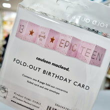 Load image into Gallery viewer, 13th Birthday Card - Mini Concertina Fold Out Banner Card - Coulson Macleod