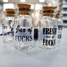 Load image into Gallery viewer, Little Jars of Joy - Sweary Mini bottle - Fresh out of F*cks - Jar of F*cks - Mini keepsake