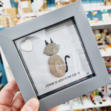 Load image into Gallery viewer, Cat Pebble Art Frame  - Home is where my cat is - Pebbled19
