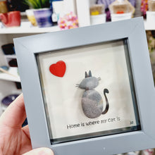 Load image into Gallery viewer, Cat Pebble Art Frame  - Home is where my cat is - Pebbled19