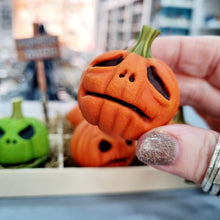 Load image into Gallery viewer, Pumpkin - Polymer Clay - Halloween Keepsake Decoration - Pins and Noodles
