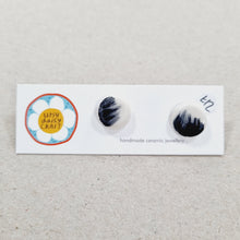 Load image into Gallery viewer, Ceramic Abstract Doodle Stud Earrings - Monochrome - Upsydaisy Craft