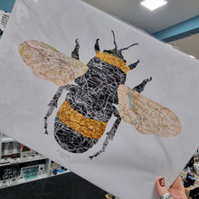 Load image into Gallery viewer, Vintage Map Style Print - A3 - Bee Silhouette - Leeds Map