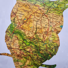 Load image into Gallery viewer, Vintage Map Style Print - A3 - Owl Silhouette - Leeds Map