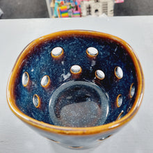 Load image into Gallery viewer, Ceramic Tealight Holder - Blue Amber - Thrown In Stone