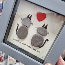 Load image into Gallery viewer, Cats Pebble Art Frame - Home is where my cats are - Pebbled19