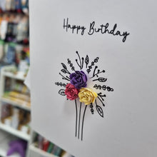 Load image into Gallery viewer, Greetings Card - Happy Birthday - Hand Rolled Paper Rose Bouquet - Flowers by Laurzy