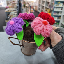 Load image into Gallery viewer, Crochet Flower Bouquet in Metal Bucket - Lots of colours - Best Efforts
