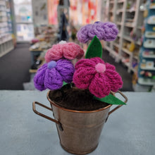 Load image into Gallery viewer, Crochet Flower Bouquet in Metal Bucket - Lots of colours - Best Efforts