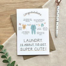 Load image into Gallery viewer, Laundry is about to get Super Cute – New Baby Card - Two For Joy Illustration