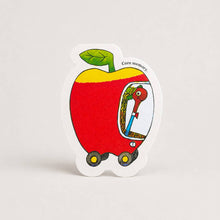 Load image into Gallery viewer, Greetings Card - Worm Apple Car - Die-cut Card - Studio Boketto