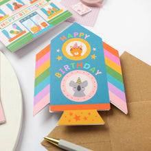 Load image into Gallery viewer, Greetings Card - Rocket Birthday Card - Mifkins