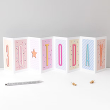 Load image into Gallery viewer, Greetings Cards - 30 Today - 30th Birthday - Funky Confetti Pastel Fold-Out Banner Card - Coulson Macleod