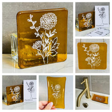 Load image into Gallery viewer, Fused Glass Birth Flower range - Glass Tea Light holder - Twice Fired