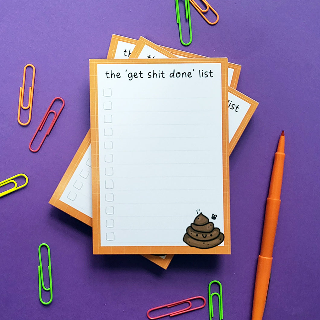 Notepad - Get Shit Done - A6 size tear off note pad - The Playful Indian