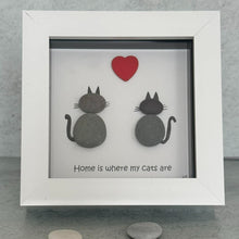 Load image into Gallery viewer, Cats Pebble Art Frame - Home is where my cats are - Pebbled19