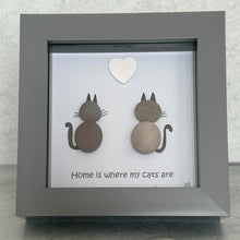 Load image into Gallery viewer, Cats Pebble Art Frame - Home is where my cats are - Pebbled19