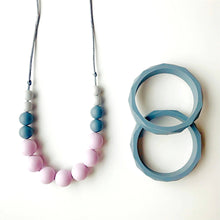 Load image into Gallery viewer, Teething Necklace - Betty - Lilac & Greys - Silicon Bead Teething Jewellery - Mama Knows