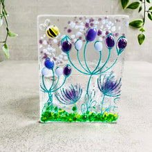 Load image into Gallery viewer, Glass Tea light with Bee detail - Tealight Candle holder - Summer Meadow - Twice Fired