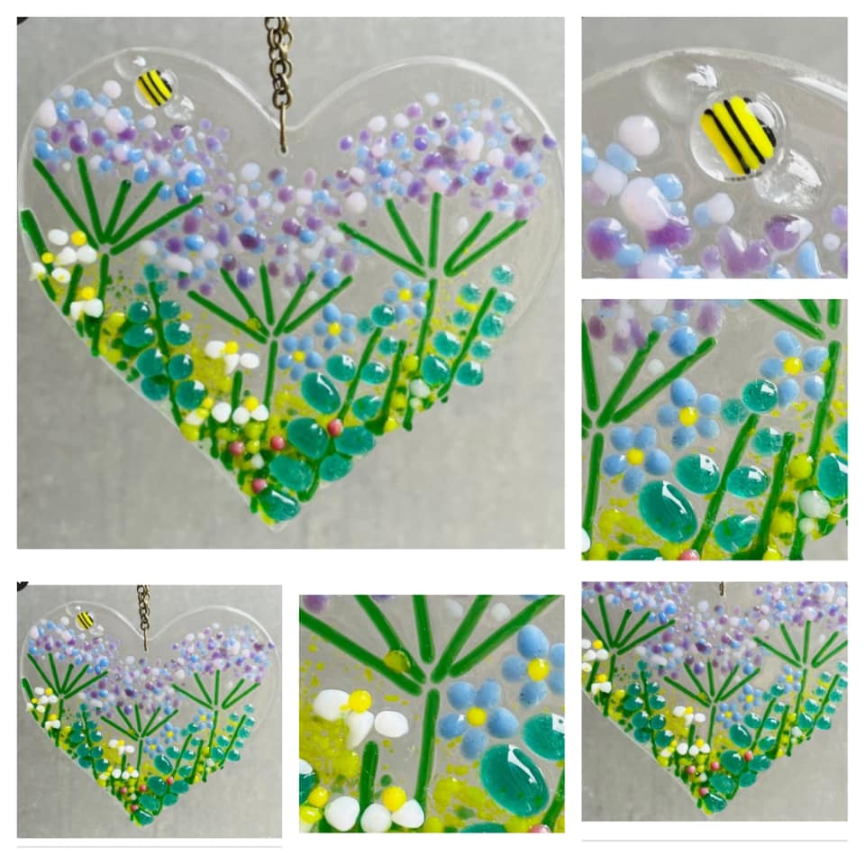 Make at Home Fused Glass Kit - Heart Hanging Decoration - DIY kit - Twice Fired