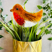 Load image into Gallery viewer, Robin - Large Glass Plant Stake - Fused Glass - Twice Fired