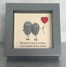 Load image into Gallery viewer, Because I Have A Brother, I Will Always Have A Friend - Brother Pebble Art Frame - Pebbled19