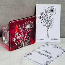 Load image into Gallery viewer, Fused Glass Birth Flower range - Glass Tea Light holder - Twice Fired