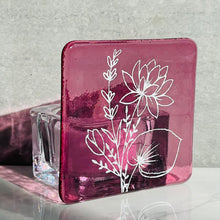 Load image into Gallery viewer, Fused Glass Birth Flower range - Glass Tea Light holder - Twice Fired