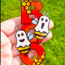 Load image into Gallery viewer, Magnet - Boo Bees - Wooden Bee Ghost Magnet - The Crafty Little Fox