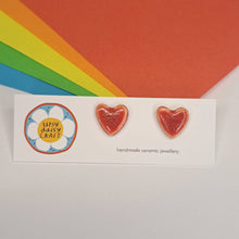 Load image into Gallery viewer, Medium Ceramic Heart Studs - Lots of colours - Upsydaisy Craft