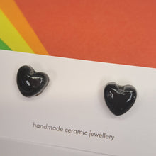 Load image into Gallery viewer, Small Ceramic Heart Studs - Lots of colours - Upsydaisy Craft