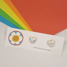 Load image into Gallery viewer, Medium Ceramic Heart Studs - Lots of colours - Upsydaisy Craft