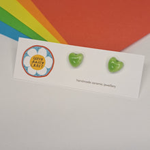 Load image into Gallery viewer, Small Ceramic Heart Studs - Lots of colours - Upsydaisy Craft