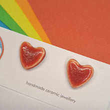 Load image into Gallery viewer, Medium Ceramic Heart Studs - Lots of colours - Upsydaisy Craft