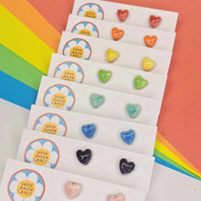 Load image into Gallery viewer, Small Ceramic Heart Studs - Lots of colours - Upsydaisy Craft