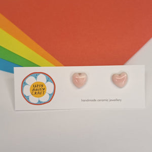 Small Ceramic Heart Studs - Lots of colours - Upsydaisy Craft